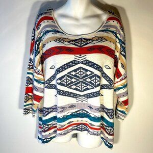 Natural Reflections SZ 2X Southwestern Print lightweight Sweater Western Ranch